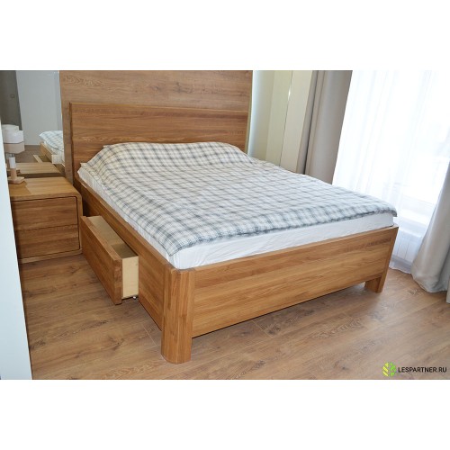 Двуспальная кровать из дуба с ящиками в стиле Лофт